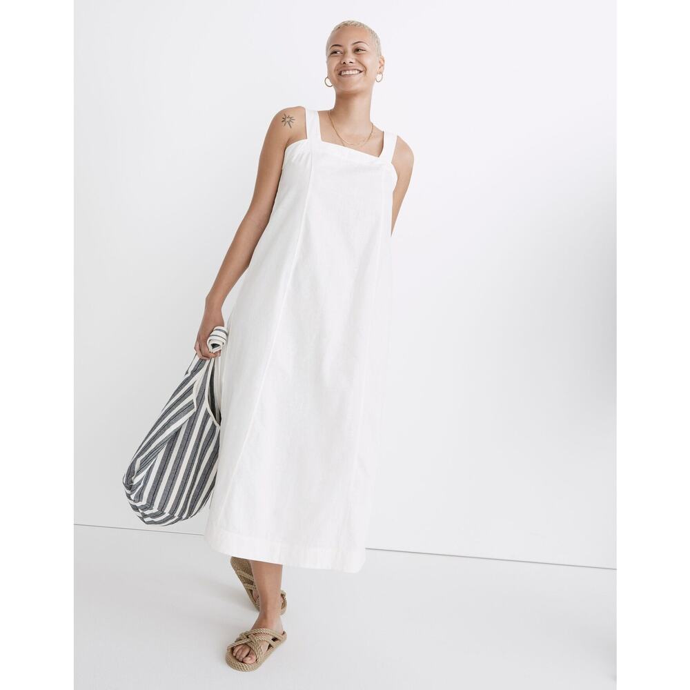 Madewell Linen-Cotton Princess-Seamed Midi Dress (Size Small)